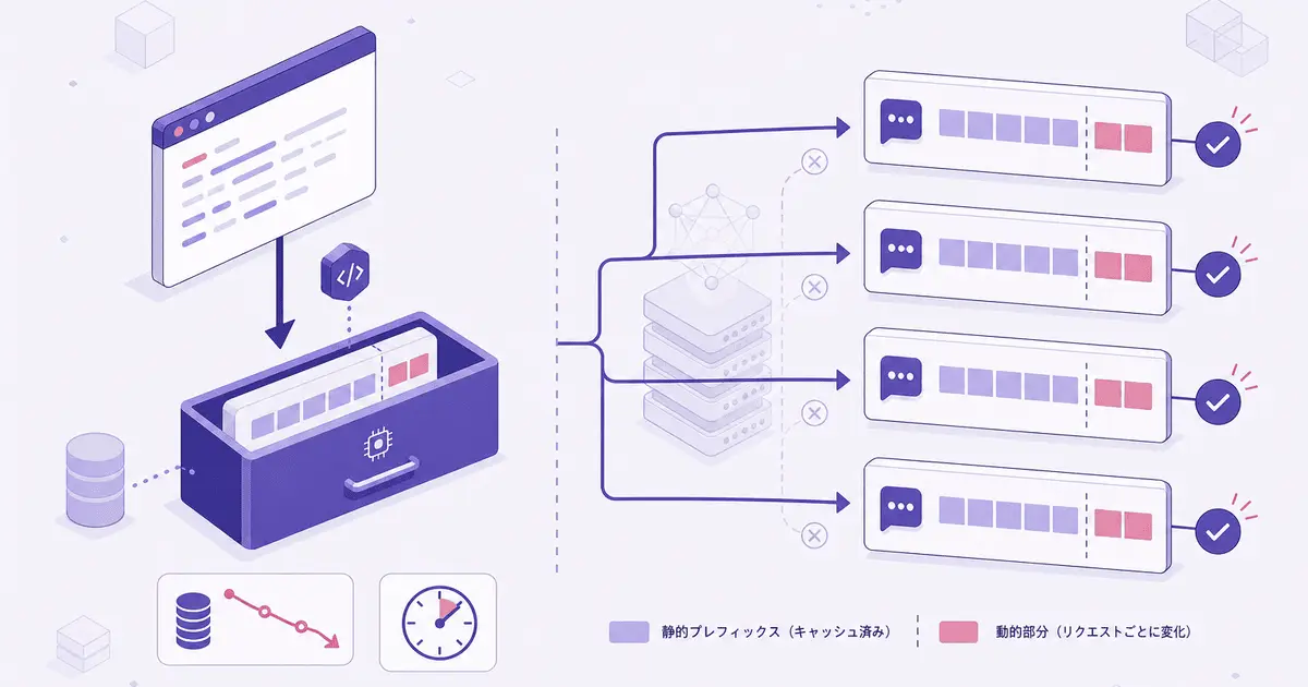 プロンプトキャッシュ(Prompt Caching)とは｜LLM APIのコストとレイテンシを下げる仕組みと実務